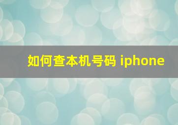 如何查本机号码 iphone